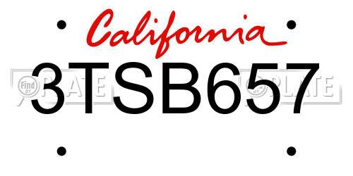 3TSB657 California License Plate