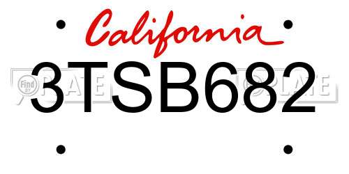 3TSB682 California License Plate