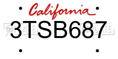 3TSB687 California License Plate