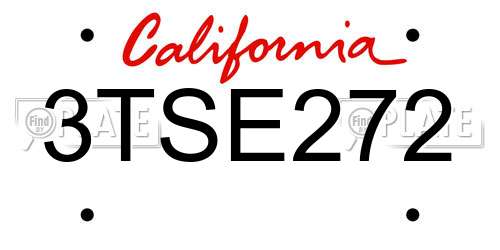 3TSE272 California License Plate