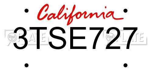3TSE727 California License Plate