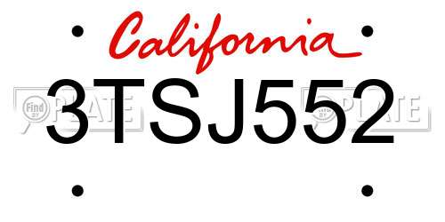 3TSJ552 California License Plate