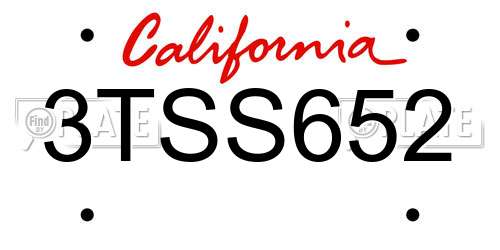 3TSS652 California License Plate