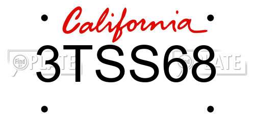 3TSS68 California License Plate