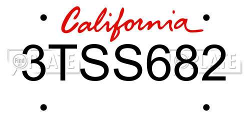 3TSS682 California License Plate