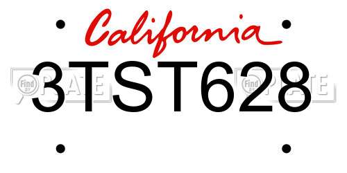 3TST628 California License Plate