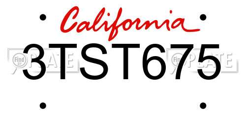 3TST675 California License Plate