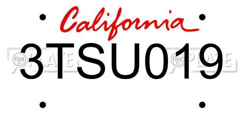 3TSU019 California License Plate