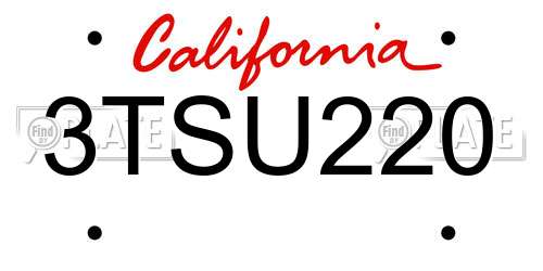 3TSU220 California License Plate