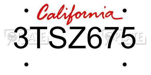 3TSZ675 California License Plate