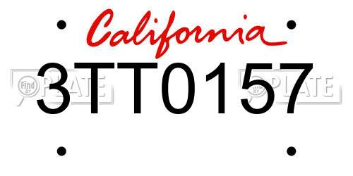 3TT0157 California License Plate