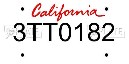 3TT0182 California License Plate