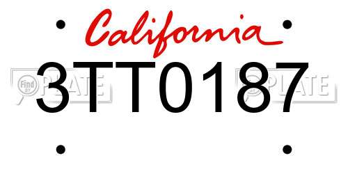 3TT0187 California License Plate