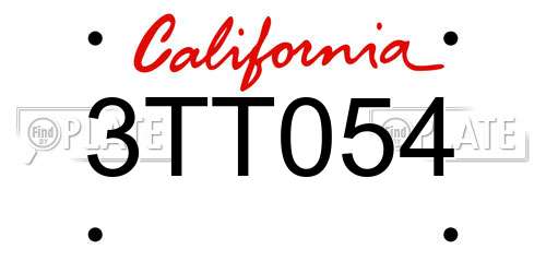 3TT054 California License Plate