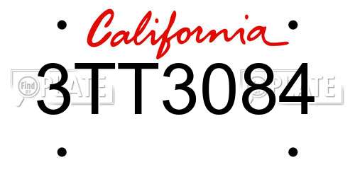 3TT3084 California License Plate
