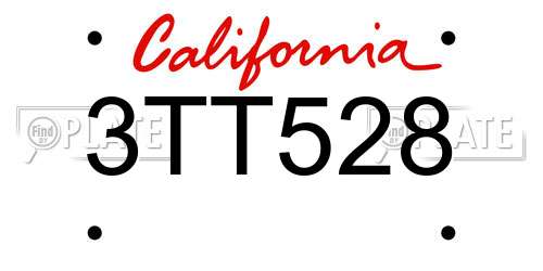 3TT528 California License Plate