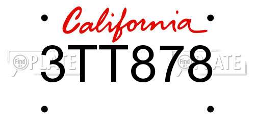 3TT878 California License Plate