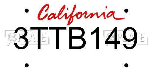3TTB149 California License Plate