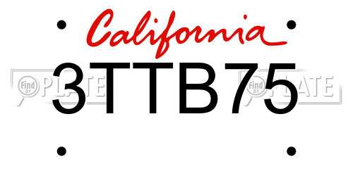 3TTB75 California License Plate