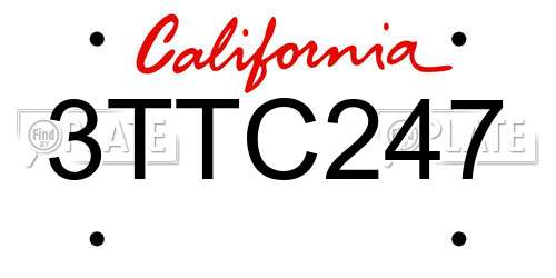 3TTC247 California License Plate