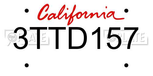 3TTD157 California License Plate