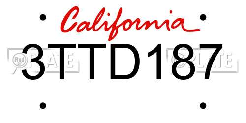 3TTD187 California License Plate