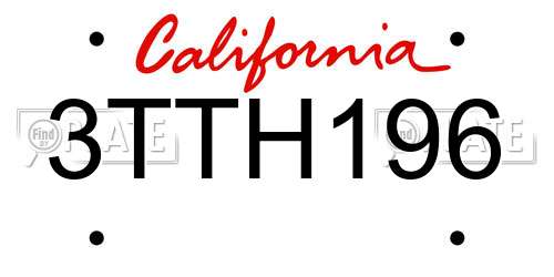 3TTH196 California License Plate