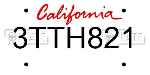 3TTH821 California License Plate