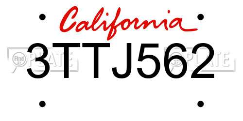 3TTJ562 California License Plate