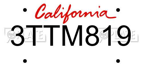 3TTM819 California License Plate