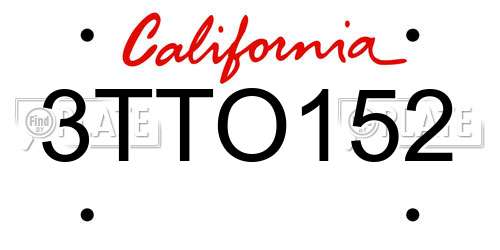 3TTO152 California License Plate