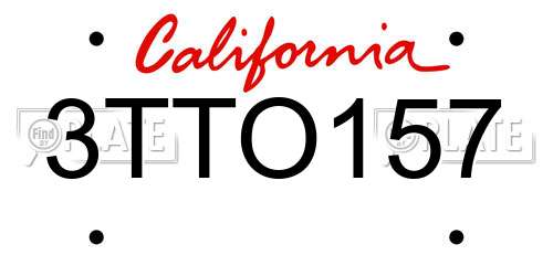 3TTO157 California License Plate