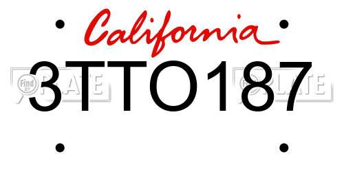 3TTO187 California License Plate