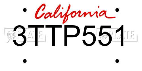 3TTP551 California License Plate