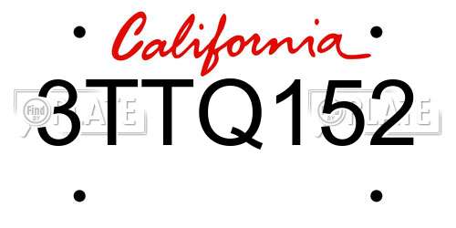 3TTQ152 California License Plate