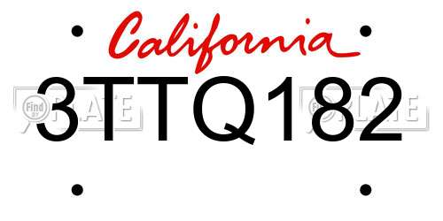 3TTQ182 California License Plate