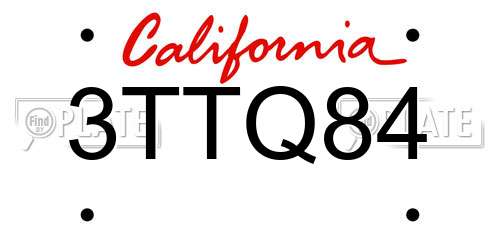 3TTQ84 California License Plate