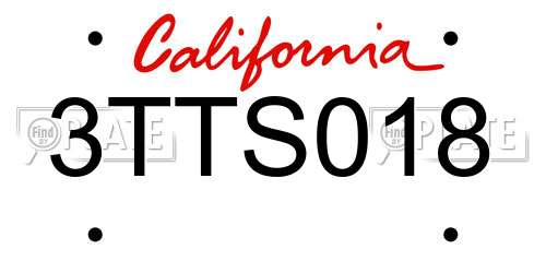 3TTS018 California License Plate