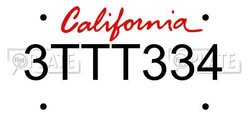 3TTT334 California License Plate