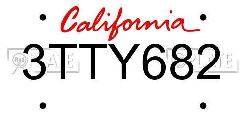 3TTY682 California License Plate