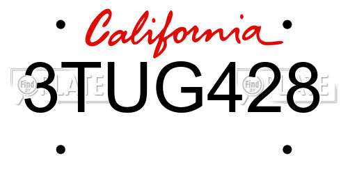 3TUG428 California License Plate