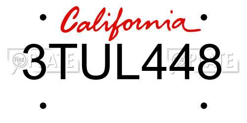 3TUL448 California License Plate