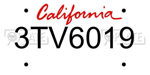 3TV6019 California License Plate