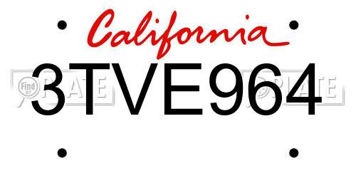 3TVE964 California License Plate