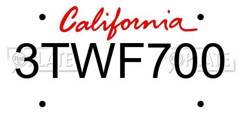 3TWF700 California License Plate