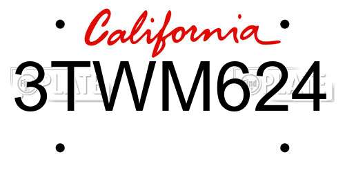 3TWM624 California License Plate