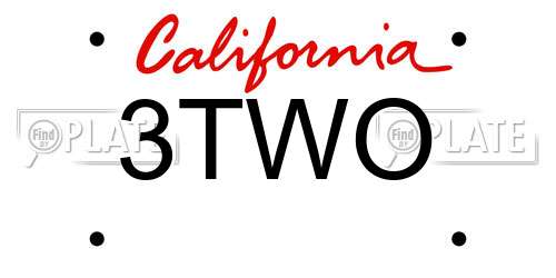 3TWO California License Plate