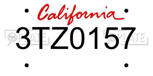 3TZ0157 California License Plate