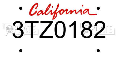 3TZ0182 California License Plate