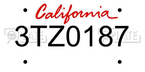 3TZ0187 California License Plate